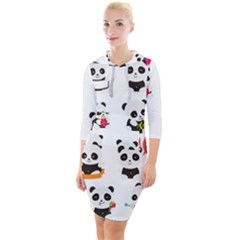 Giant Panda Bear Cuteness Quarter Sleeve Hood Bodycon Dress