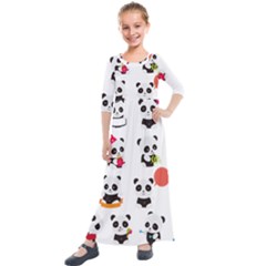 Giant Panda Bear Cuteness Kids  Quarter Sleeve Maxi Dress by Sudhe