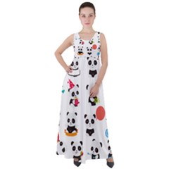 Giant Panda Bear Cuteness Empire Waist Velour Maxi Dress