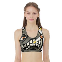 Smoking Cartoon Evil Bomb Cartoon Sports Bra With Border by Sudhe