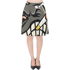 Smoking Cartoon Evil Bomb Cartoon Velvet High Waist Skirt by Sudhe