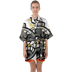 Smoking Cartoon Evil Bomb Cartoon Quarter Sleeve Kimono Robe by Sudhe