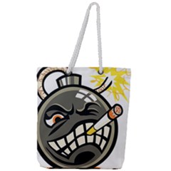 Smoking Cartoon Evil Bomb Cartoon Full Print Rope Handle Tote (large) by Sudhe