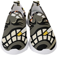 Smoking Cartoon Evil Bomb Cartoon Kids  Slip On Sneakers by Sudhe