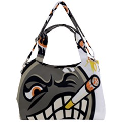 Smoking Cartoon Evil Bomb Cartoon Double Compartment Shoulder Bag