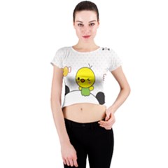 Giant Panda Red Panda Cartoon Drawing Crew Neck Crop Top by Sudhe