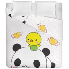 Giant Panda Red Panda Cartoon Drawing Duvet Cover Double Side (california King Size) by Sudhe