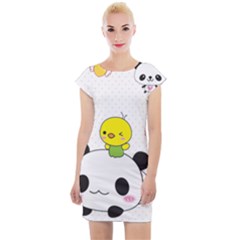 Giant Panda Red Panda Cartoon Drawing Cap Sleeve Bodycon Dress by Sudhe