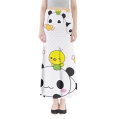 Giant Panda Red Panda Cartoon Drawing Full Length Maxi Skirt by Sudhe