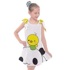 Giant Panda Red Panda Cartoon Drawing Kids  Tie Up Tunic Dress by Sudhe