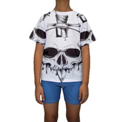 Skull Knife Euclidean Vector Skull Sword Inserted Kids  Short Sleeve Swimwear by Sudhe