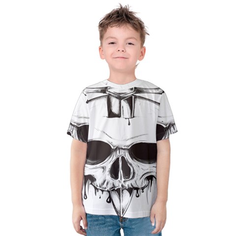 Skull Knife Euclidean Vector Skull Sword Inserted Kids  Cotton Tee by Sudhe