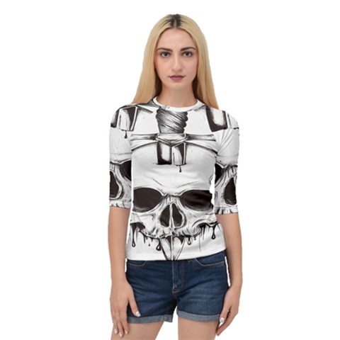 Skull Knife Euclidean Vector Skull Sword Inserted Quarter Sleeve Raglan Tee by Sudhe