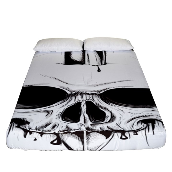 Skull Knife Euclidean Vector Skull Sword Inserted Fitted Sheet (Queen Size)