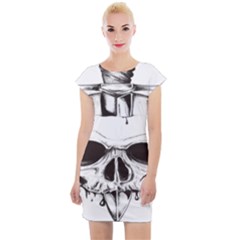 Skull Knife Euclidean Vector Skull Sword Inserted Cap Sleeve Bodycon Dress by Sudhe