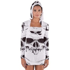 Skull Knife Euclidean Vector Skull Sword Inserted Long Sleeve Hooded T-shirt by Sudhe