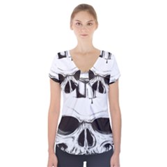 Skull Knife Euclidean Vector Skull Sword Inserted Short Sleeve Front Detail Top by Sudhe