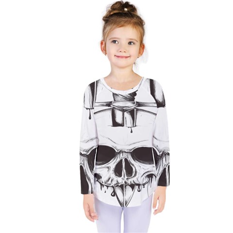 Skull Knife Euclidean Vector Skull Sword Inserted Kids  Long Sleeve Tee by Sudhe