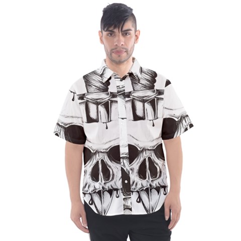 Skull Knife Euclidean Vector Skull Sword Inserted Men s Short Sleeve Shirt by Sudhe