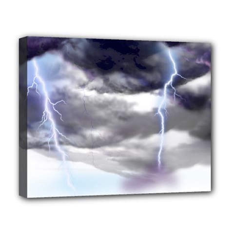 Thunder And Lightning Weather Clouds Painted Cartoon Deluxe Canvas 20  X 16  (stretched) by Sudhe