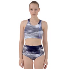 Thunder And Lightning Weather Clouds Painted Cartoon Racer Back Bikini Set by Sudhe