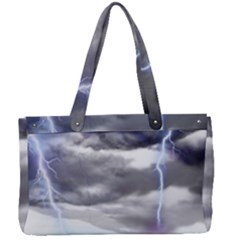 Thunder And Lightning Weather Clouds Painted Cartoon Canvas Work Bag