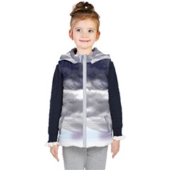 Thunder And Lightning Weather Clouds Painted Cartoon Kids  Hooded Puffer Vest by Sudhe