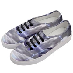 Thunder And Lightning Weather Clouds Painted Cartoon Women s Classic Low Top Sneakers by Sudhe