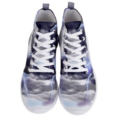 Thunder And Lightning Weather Clouds Painted Cartoon Men s Lightweight High Top Sneakers by Sudhe