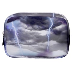 Thunder And Lightning Weather Clouds Painted Cartoon Make Up Pouch (small) by Sudhe