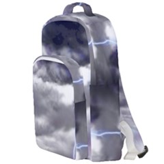 Thunder And Lightning Weather Clouds Painted Cartoon Double Compartment Backpack by Sudhe