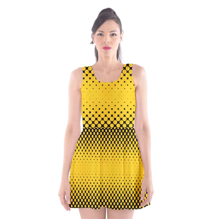 Dot Halftone Pattern Vector Scoop Neck Skater Dress