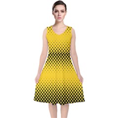 Dot Halftone Pattern Vector V-neck Midi Sleeveless Dress  by Mariart