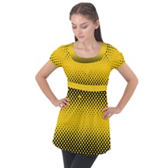 Dot Halftone Pattern Vector Puff Sleeve Tunic Top