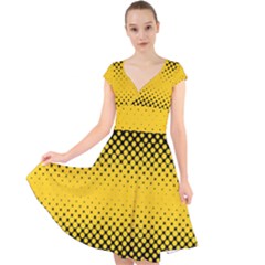 Dot Halftone Pattern Vector Cap Sleeve Front Wrap Midi Dress by Mariart