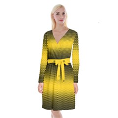 Dot Halftone Pattern Vector Long Sleeve Velvet Front Wrap Dress by Mariart