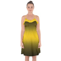 Dot Halftone Pattern Vector Ruffle Detail Chiffon Dress by Mariart