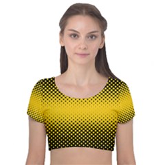 Dot Halftone Pattern Vector Velvet Short Sleeve Crop Top 