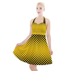 Dot Halftone Pattern Vector Halter Party Swing Dress  by Mariart