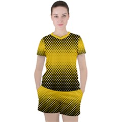 Dot Halftone Pattern Vector Women s Tee And Shorts Set