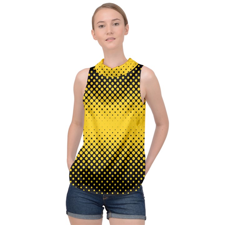 Dot Halftone Pattern Vector High Neck Satin Top