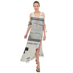 Game Boy White Maxi Chiffon Cover Up Dress by Sudhe