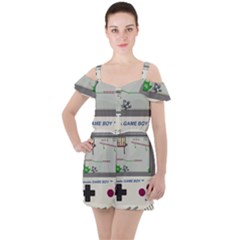 Game Boy White Ruffle Cut Out Chiffon Playsuit by Sudhe