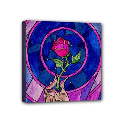 Enchanted Rose Stained Glass Mini Canvas 4  X 4  (stretched) by Sudhe