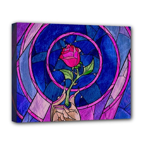 Enchanted Rose Stained Glass Deluxe Canvas 20  X 16  (stretched) by Sudhe