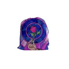 Enchanted Rose Stained Glass Drawstring Pouch (small) by Sudhe