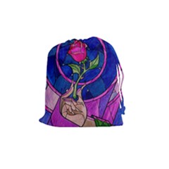 Enchanted Rose Stained Glass Drawstring Pouch (medium) by Sudhe