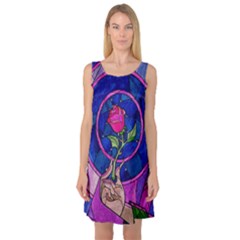 Enchanted Rose Stained Glass Sleeveless Satin Nightdress