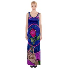 Enchanted Rose Stained Glass Maxi Thigh Split Dress by Sudhe