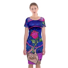 Enchanted Rose Stained Glass Classic Short Sleeve Midi Dress by Sudhe